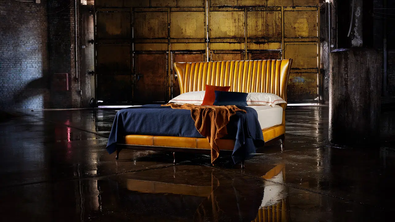 Oliver Goldsmith Handmade gold Leather Bed