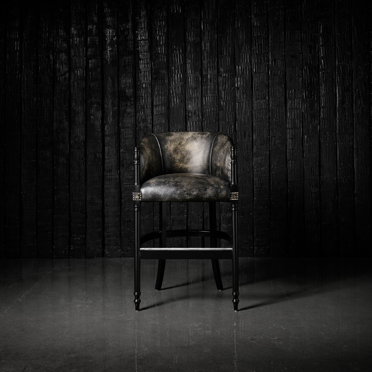 Genuine bar stool full grain bespoke leather barstool