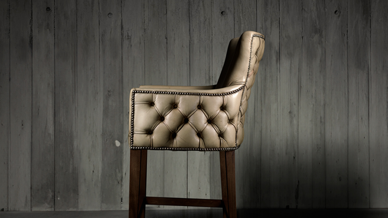 bar stool in bone leather