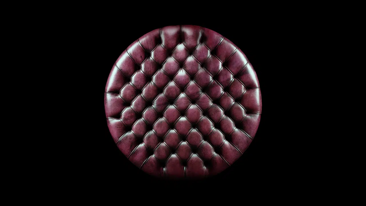 Otomana Chesterfield William Blake, hecha a mano en Inglaterra, diseño británico, cuero de plena flor
