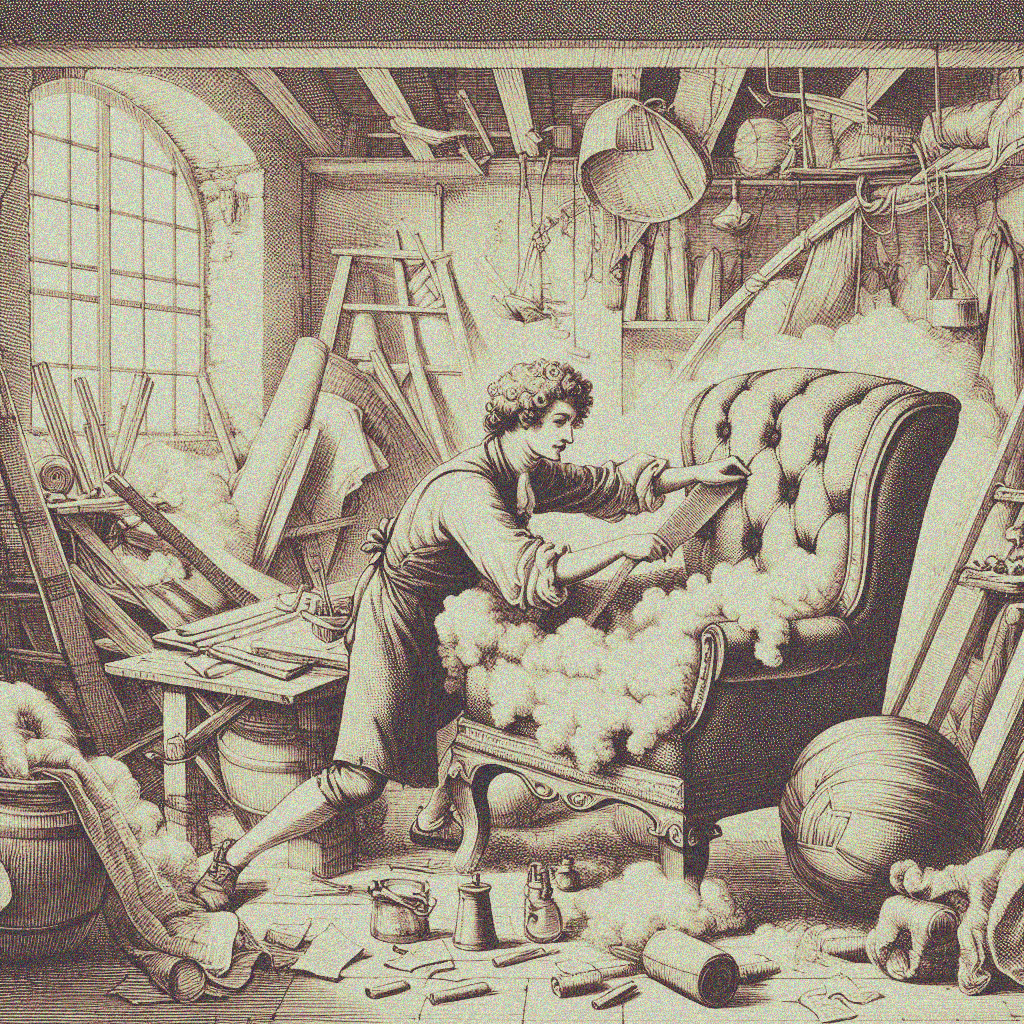John Howland, Sohn von Solomon, fertigte Stühle von Grund auf – mit tiefgeknöpfter Polsterung. 