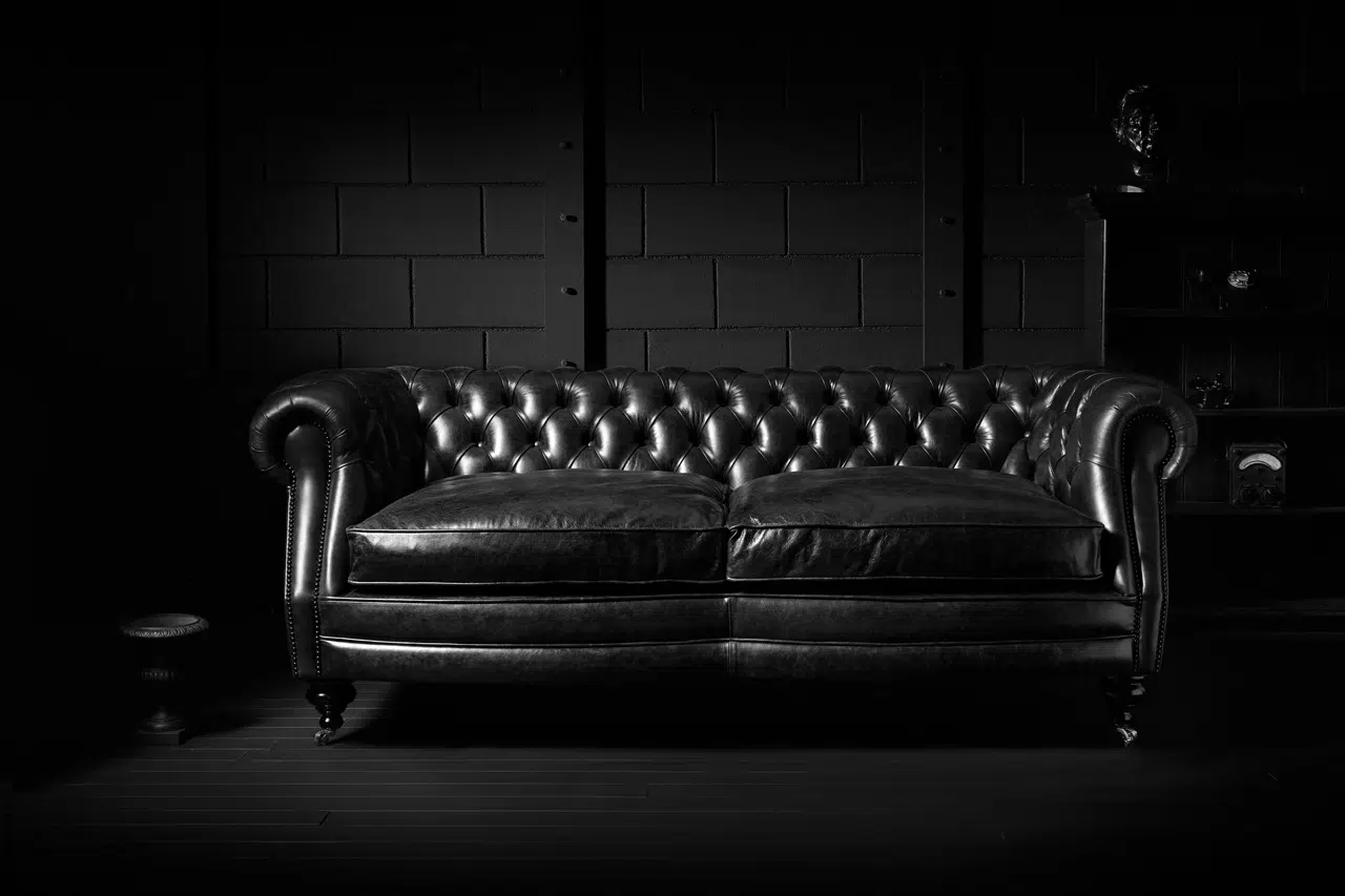 Sebastian large hand coloured leather chesterfield sofa