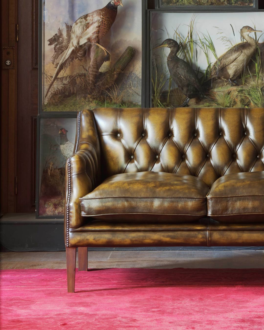 Benjamin antiqued leather Chesterfield sofa