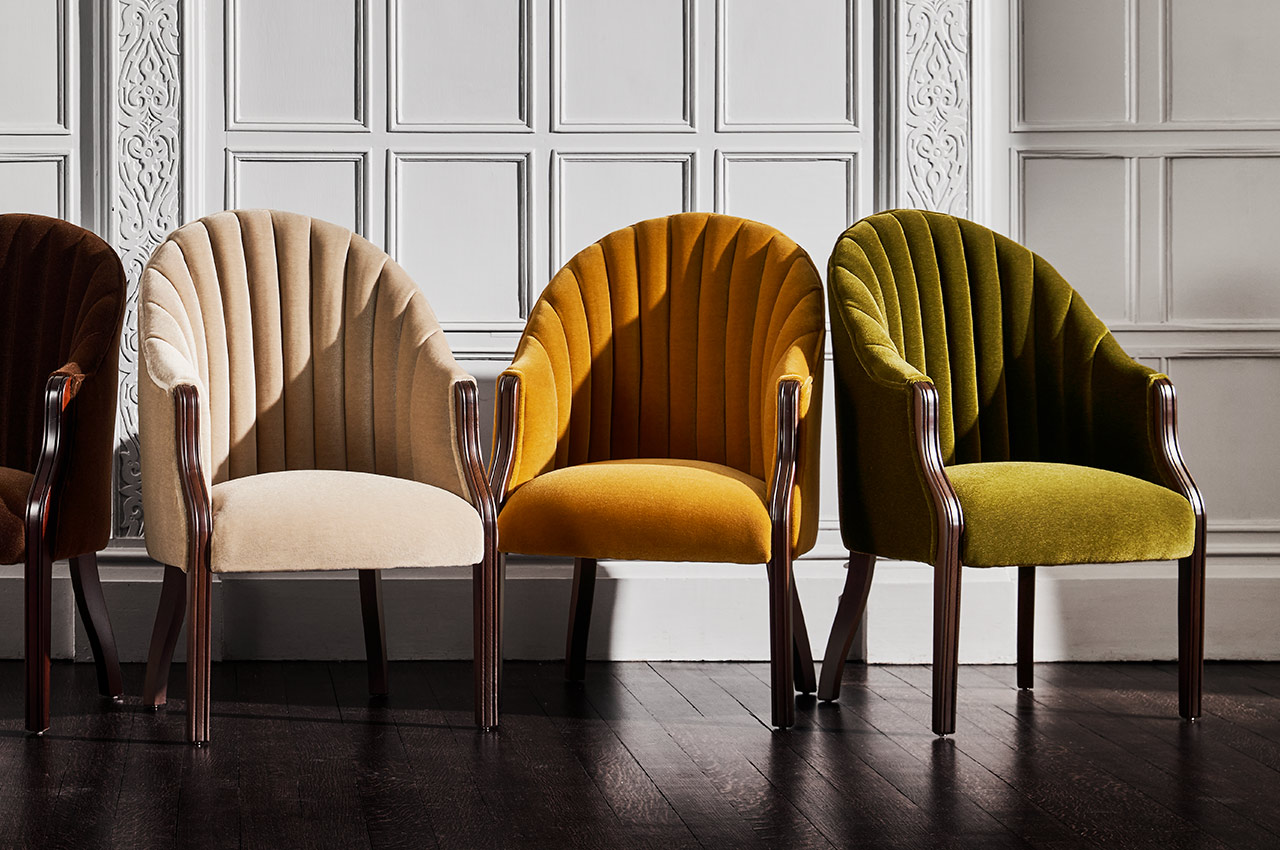 Belvedere Moss Green and Ginger Yellow Mohair Chair